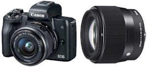 Canon EOS M50 24.1MP Mirrorless Camera with EF-M 15-45 is STM Lens + Sigma 56mm f/1.4 DC DN Contemporary Lens, कैमरा, best camera, canon camera, tech