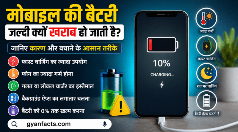 मोबाइल की बैटरी जल्दी खराब क्यों हो जाती है? जानिए सबसे बड़े कारण और बचाने के आसान तरीके