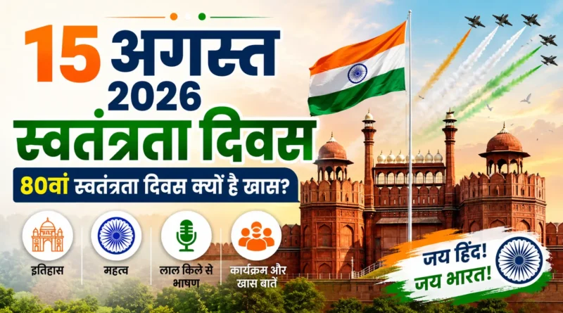 15 अगस्त 2026, स्वतंत्रता दिवस 2026, 79वां स्वतंत्रता दिवस, Independence Day Hindi, 15 अगस्त इतिहास, 15 अगस्त महत्व, लाल किला कार्यक्रम, तिरंगा, देशभक्ति, भारत समाचार, 15 August News, Independence Day 2026 India
