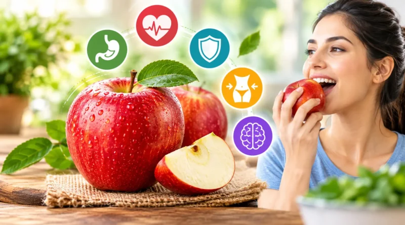 रोजाना एक सेब खाने के फायदे, सेब खाने के फायदे, apple khane ke fayde, सेब के फायदे, रोज सेब खाने के फायदे, सेब में पोषक तत्व, सेब खाने का सही समय, सेब स्वास्थ्य के लिए फायदे